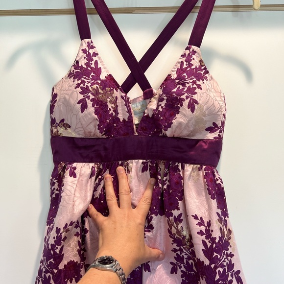 Tracey Reese NY Silk & metallic babydoll frock Anthropologie Sz 10 - Picture 2 of 8